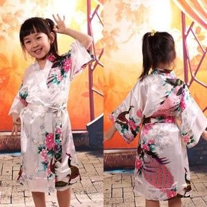 Kids Robe Satin Children Kimono Robes Bridesmaid F